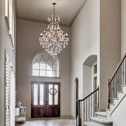 HUANXISHA 24 Lights Large Crystal Chandeliers Maria Theresa Chandelier for High Ceilings Vintage Chandelier Light Fixture Foyer Hallway Entryway Staircase 55.1" H x 39.4" D
