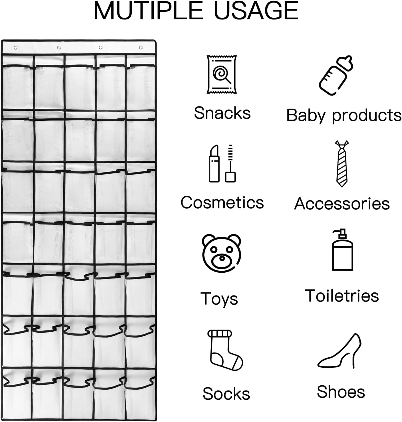 2 Pack 35 Closet 8Hooks, (67.7'' 26.4'') Breathable Mesh Pockets Large Hanging Shoe Organizer Over The Door Shoe Rack