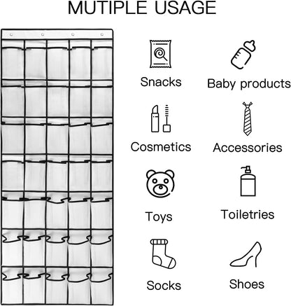 2 Pack 35 Closet 8Hooks, (67.7'' 26.4'') Breathable Mesh Pockets Large Hanging Shoe Organizer Over The Door Shoe Rack