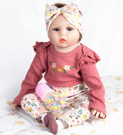 Pedolltree Reborn Baby Doll Clothes 22 inch Girl Outfit Accessories for 20-22 Inch Reborn Doll Baby Girl Doll Clothes 4pcs Set, Medium