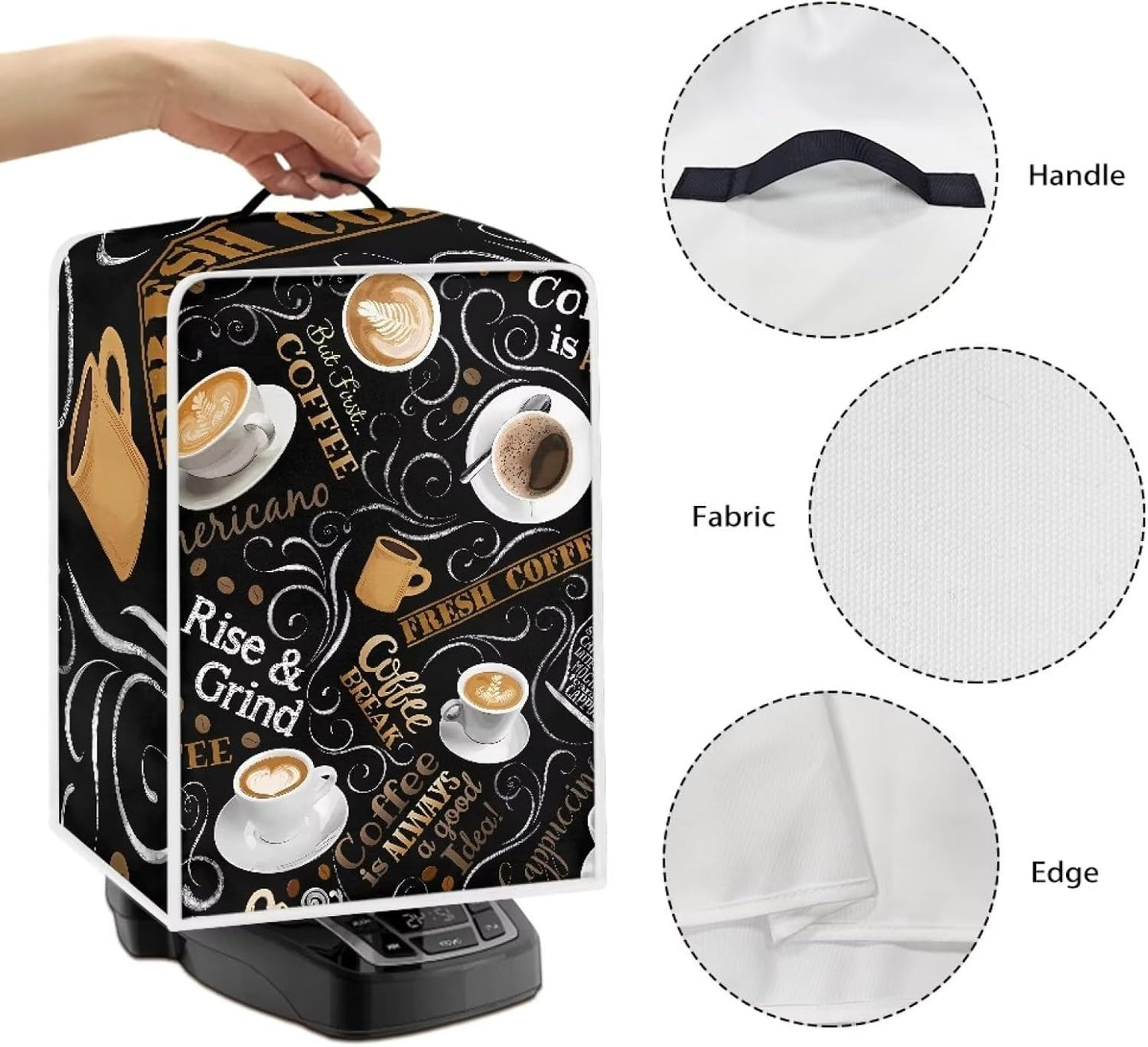 Coffee Cup Coffee Machine Covers with Top Handle, Dust Stain Resistant Blender Mixer Protector, Soft Covers for Small
