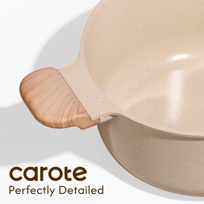 CAROTE 5 Qt Nonstick Stock Pot with Lid Soup Pot, Ceramic 5 Quart Casserole with Lid, Easy to Clean Non Stick Cooking Pot Cookware PFOA Free, Ceramic Oatmeal