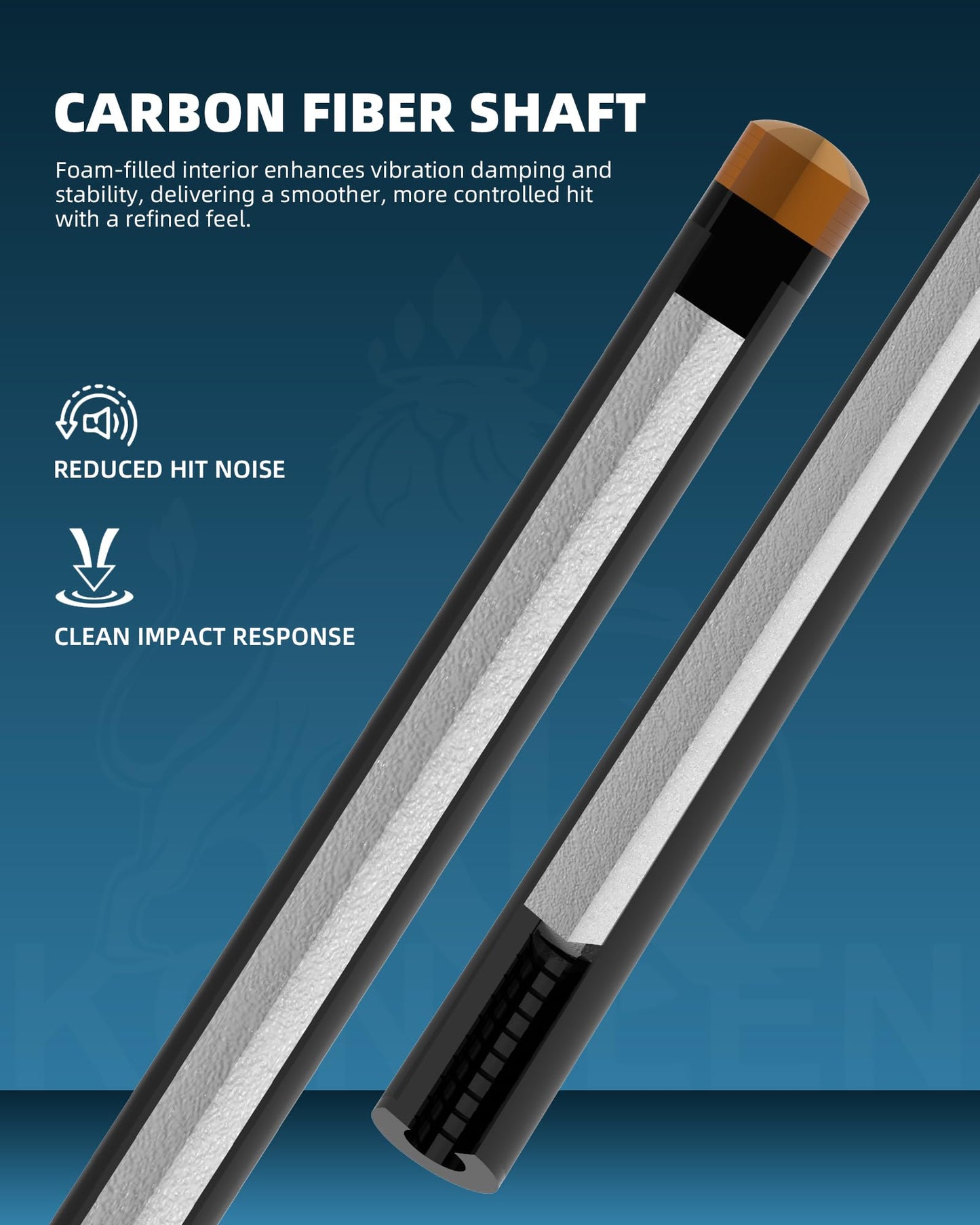 KONLLEN Handcrafted Inlay Carbon Fiber Pool Cue – Low Deflection Performance Billiard Cue