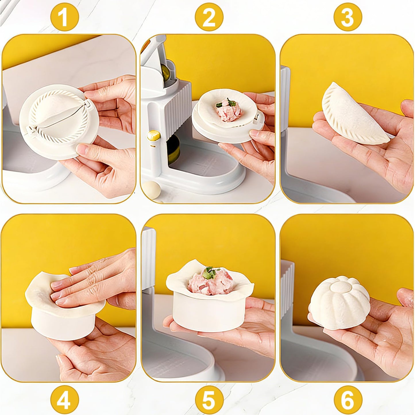Manual Dumpling Maker with Wrapper Press, 3-in-1 Home Dumpling Mold, Easy Clean Dumpling Making Kit for Ravioli, Pierogi, Empanada, Bun, Chinese Pastry - Beginner Friendly