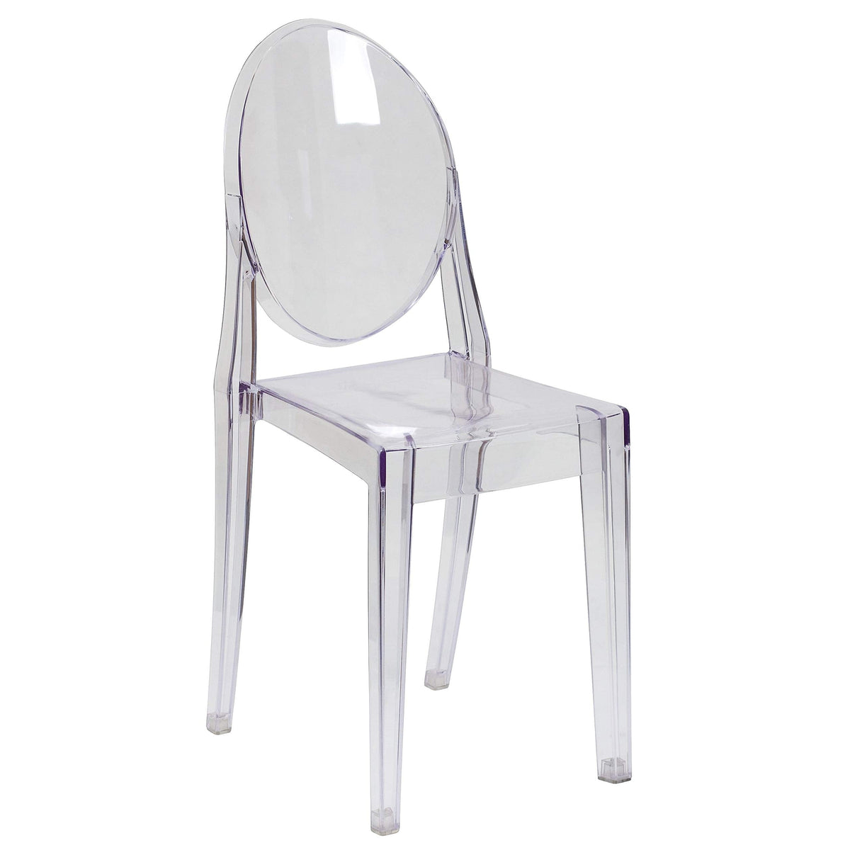Flash Furniture Murray Indoor/Outdoor Ghost Accent and Dining Chairs, Stackable Transparent Restaurant Chairs, Set of 4, Transparent Crystal
