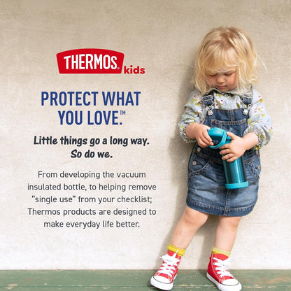 THERMOS FUNTAINER Water Bottle - 12 Ounce Kids Stainless Steel Vacuum Insulated with Straw | Peace Design