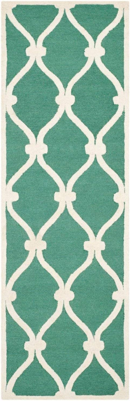SAFAVIEH Cambridge Collection Accent Rug, 2' x 3', Teal & Ivory, Handmade Moroccan Wool