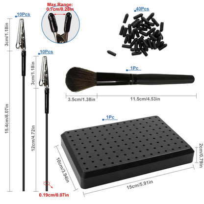 1PC Painting Stand Base and 1PC Cleaning Brush 10PCS 7.3inch Alligator Clip Stick and 10PCS 5.9inch Alligator Clip Stick Set Modeling Tools for Airbrush Hobby Model Parts
