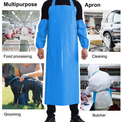 ELEBOX Waterproof Oil Proof Bib Apron Utility Apron Chemical Resistant Apron with Sleeve Work Apron Ultra Lightweight