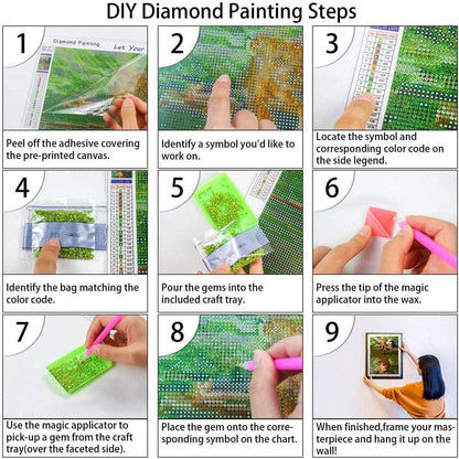 WHYCJXWL Diamond Art Full Drill Round Rhinestone, Diamond Art for Adults and Kids, DIY 5D Diamond Art Kits for Home Wall Decor (12X16 in)