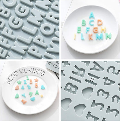 Verdental Silicone Letter and Number Candy Molds Set of 2 Non-stick Chocolate Molds for Happy Birthday Cake Decorations