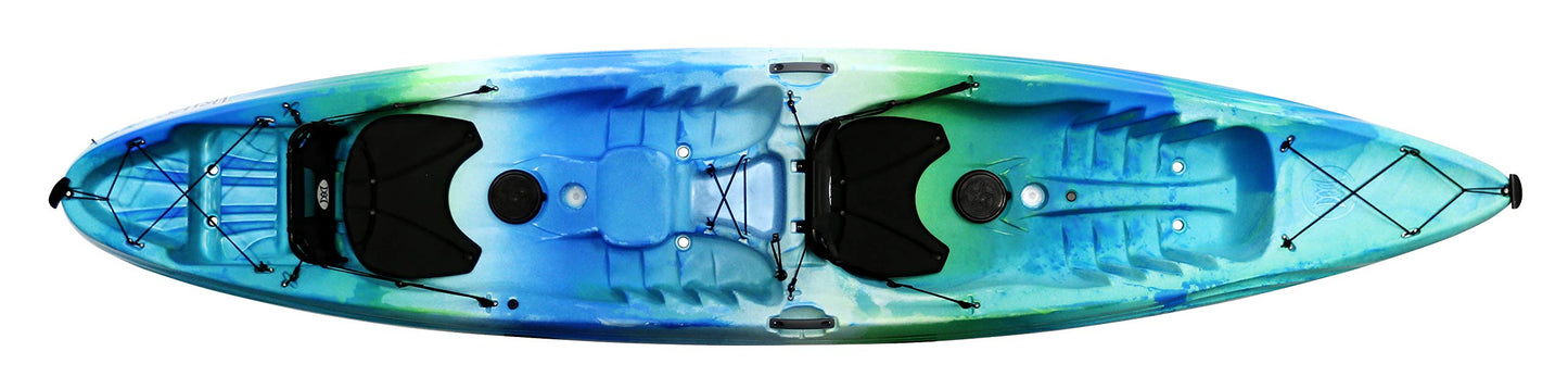 Perception Kayaks - 13.5 Tandem Kayak - Sit on Top - Large Rear Storage with Tie Downs - 13.5 ft - Deja Vu