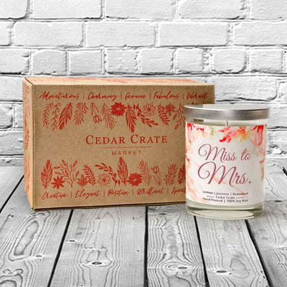 Luxury Scented Soy Candle by Miss to Mrs. - Engagement Candle, Wedding Day Gift for Bride to Be