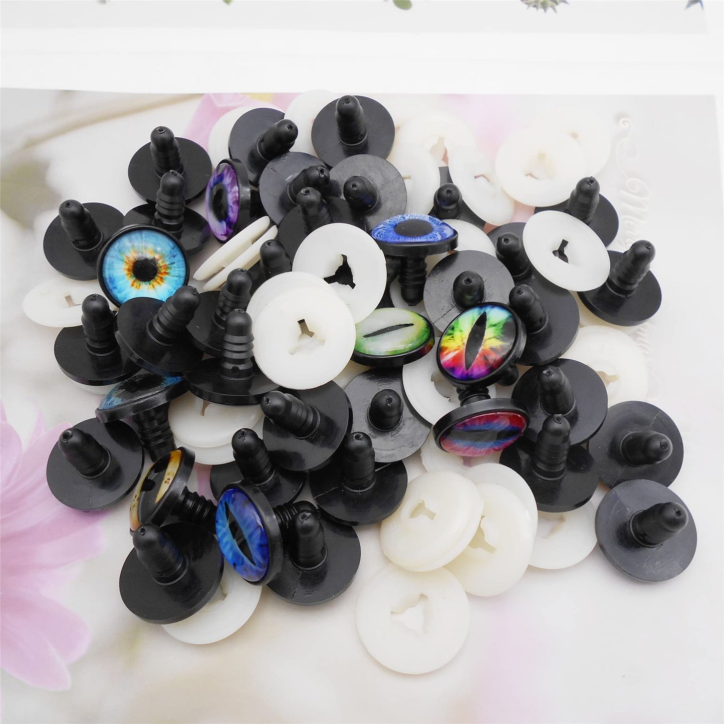 Julie Wang 40PCS 9MM Dragon Safety Eyes Animal Crafts Making Amigurumi Crochet Project DIY Supplies for Adult Artist Model Enthusiast with Washer 0.35inches