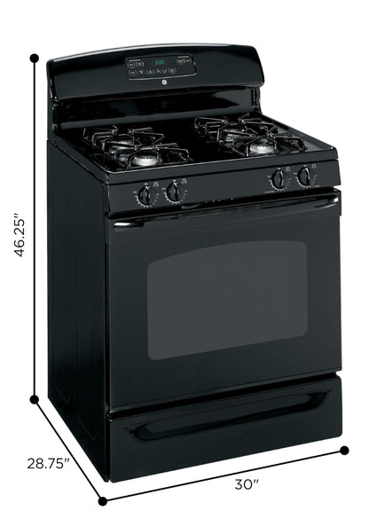 GE 30-Inch Freestanding Gas Range with 4 Sealed Burners, Standard Clean Oven, Black