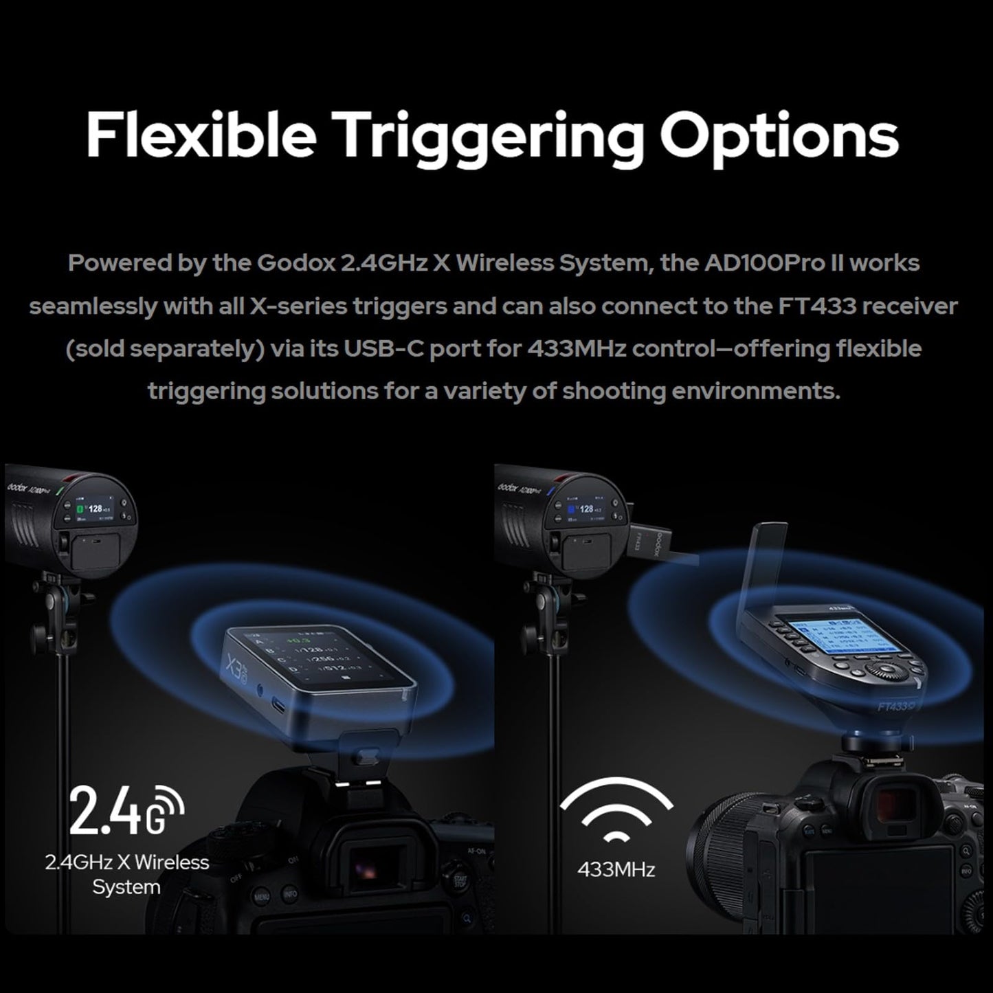 Godox AD100 Pro II AD100Pro II 100Ws Flash, 490 Full Power Flashes, 0.01-1.5s Recycling, 2W LED Model Light, 1/8000s HSS, 2.4G Wireless, Pocket Flash Strobe for DSLR Cameras (Godox AD100 Pro Upgrade)