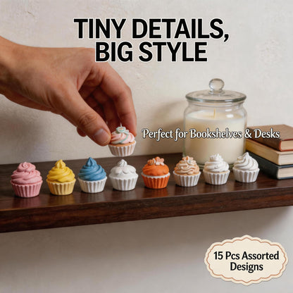 15 Pcs Plaster Painting Kit for Adults & Teens - DIY Miniature Cake & Dessert Figurines - Ceramic-Like Fake Food Props for Home Aesthetic Decor, Crafting & Bakery Display
