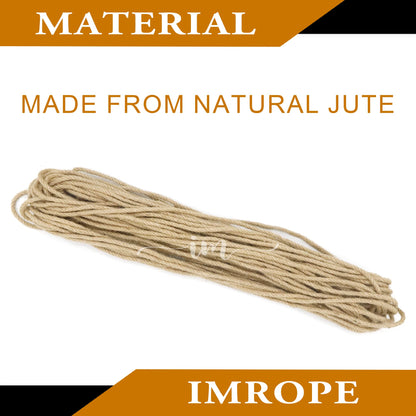IMROPE 5mm x 300 Feet Natural Jute Rope, Twine for Gardening Tomato Climbing Plant Tie Floristry Crafts Gift Wrapping Packing Decor