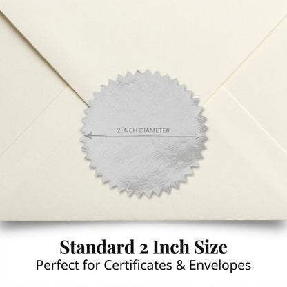 PaperDirect Silver Foil Certificate Seals, 2" Self‑Adhesive Scalloped Stickers, 100‑Pack for Awards, School Certificates, Workplace Recognition, Diplomas & Official Documents