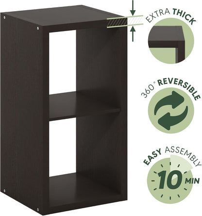 Furinno Cubicle Open Back Decorative Cube Storage Organizer - 2, Dark Oak