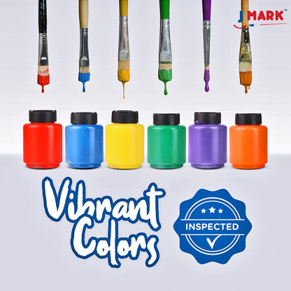 J MARK 38-Piece Toddler Paint Set, Includes Washable Tempera Paint, Art Smock, Painting Paper, Brushes, Tools