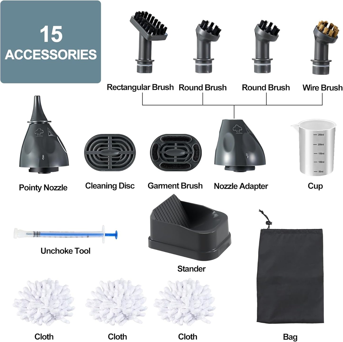 Handheld Steam Cleaner, 25S Quick Heating Portable Steamer with 15-Piece Accessory Set for Cleaning