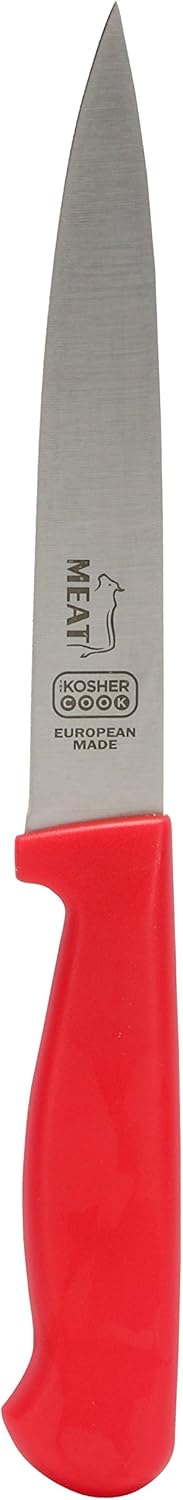 Meat Red Kitchen Knife, 6” Steak and Vegetable Knife, Razor Sharp Pointed Tip, Color Coded