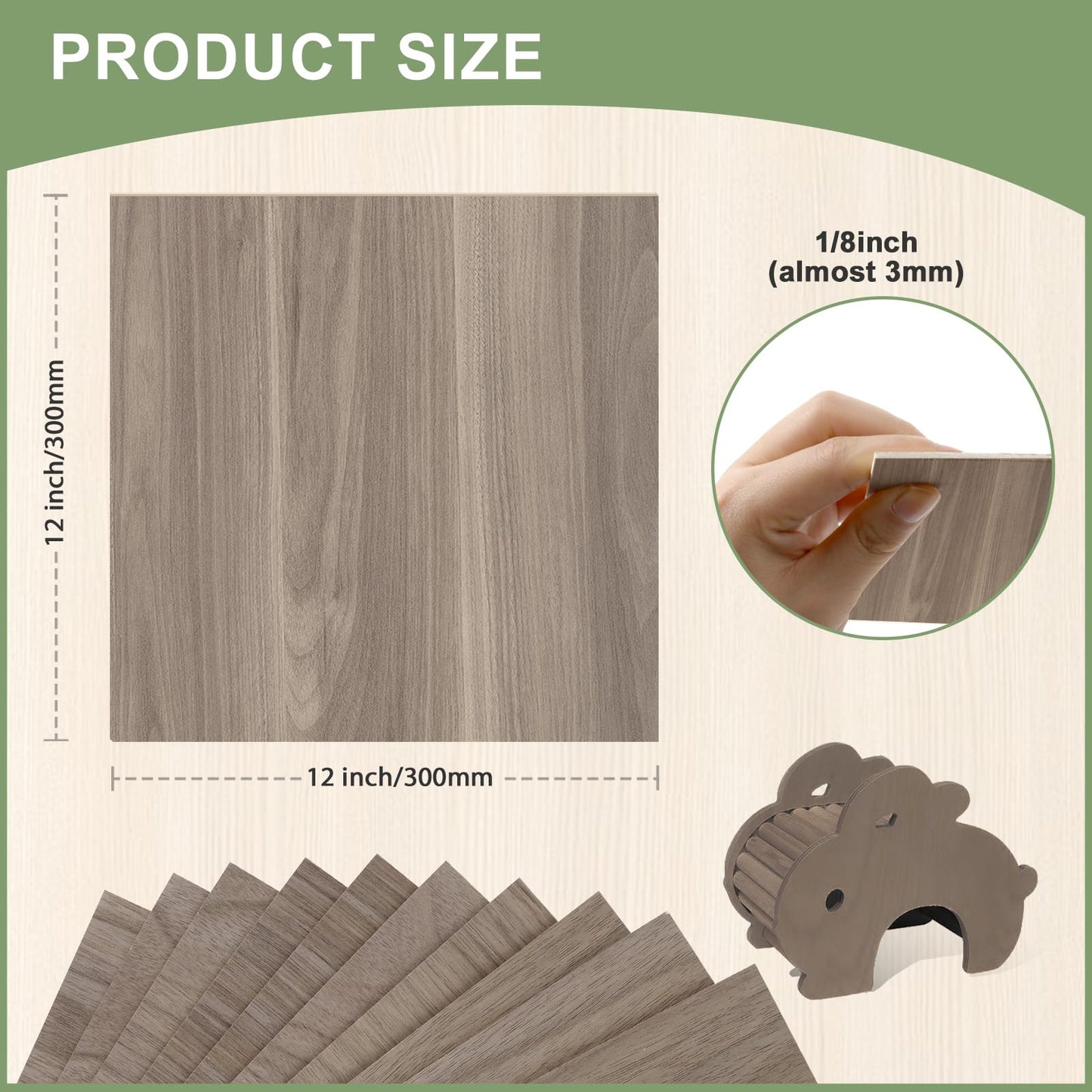 8 Pack Walnut Plywood Sheets 12x12x1/8 Inch,3mm Plywood for Laser Cutting & Engraving,Unfinished Wood for Crafts,Wood Burning,Architectural Models