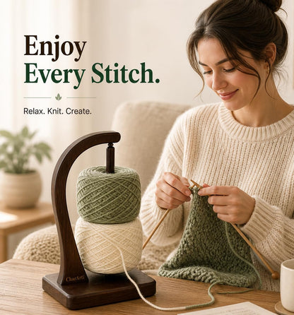 ClarArti - Magnetic Yarn Holder for Crocheting & Knitting – Wooden Yarn Spinner, Yarn Ball Holder, Yarn Holder for Crocheting, 360° Smooth Rotation, Holds 2 Skeins up to 500g