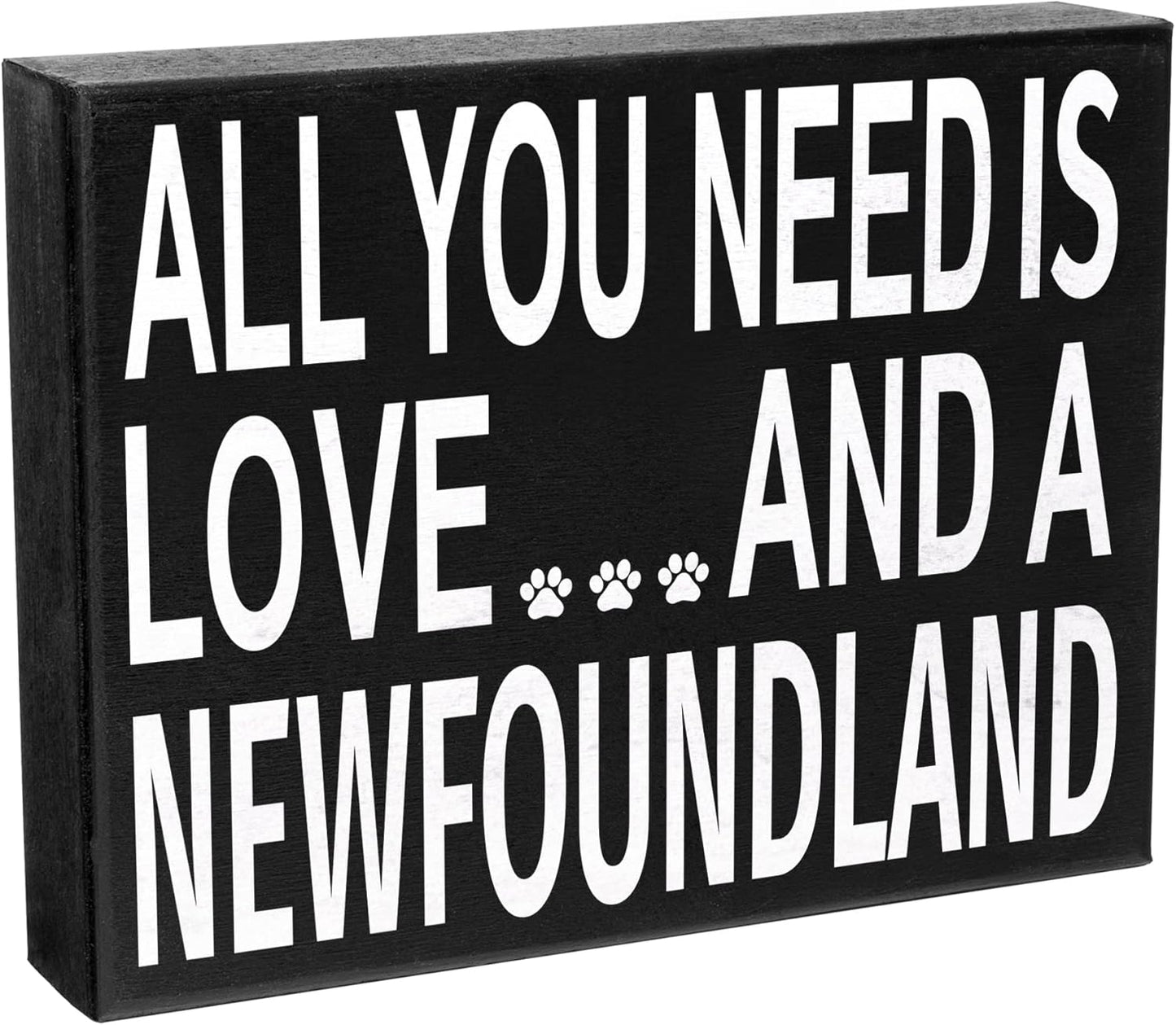 JennyGems Newfoundland Gifts, "All You Need Is Love and a Newfoundland" Wooden Sign, Made in USA