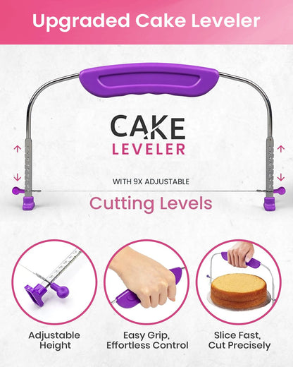 RFAQK 200PCs Cake Decorating Kit with Cake Turntable & Leveler, Baking Supplies Gift Includes 110+1 Piping Bags,55 Icing Tips,2 Frosting Spatulas, Adjustable Scraper, Video Tutorial, Booklet & more