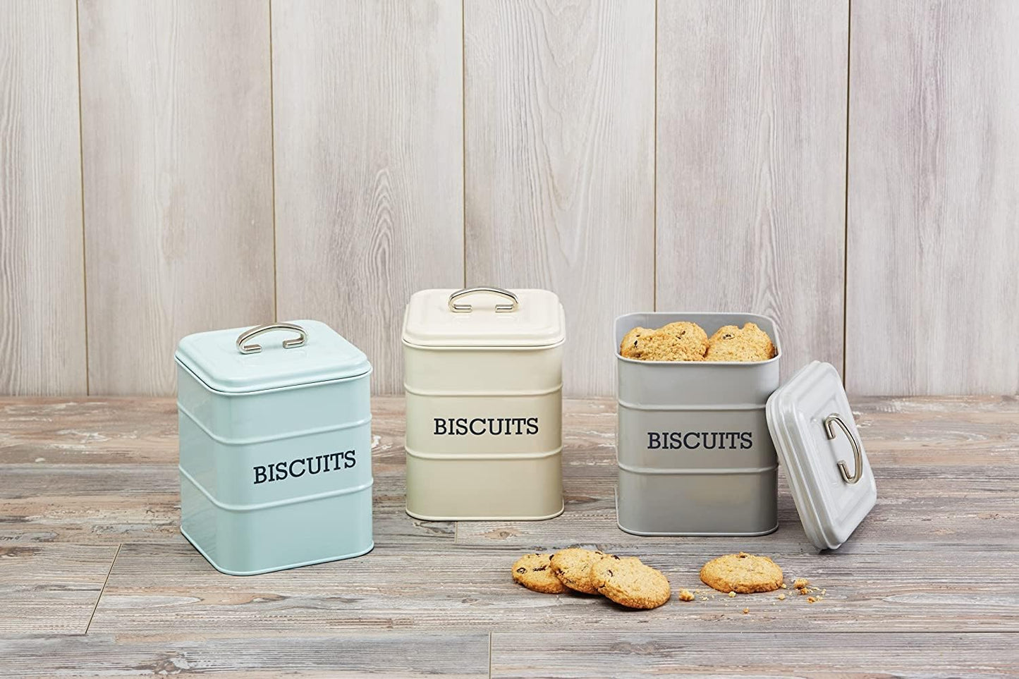 Living Nostalgia Biscuit Tin, 14.5 x 19 cm, Metal, Antique Cream