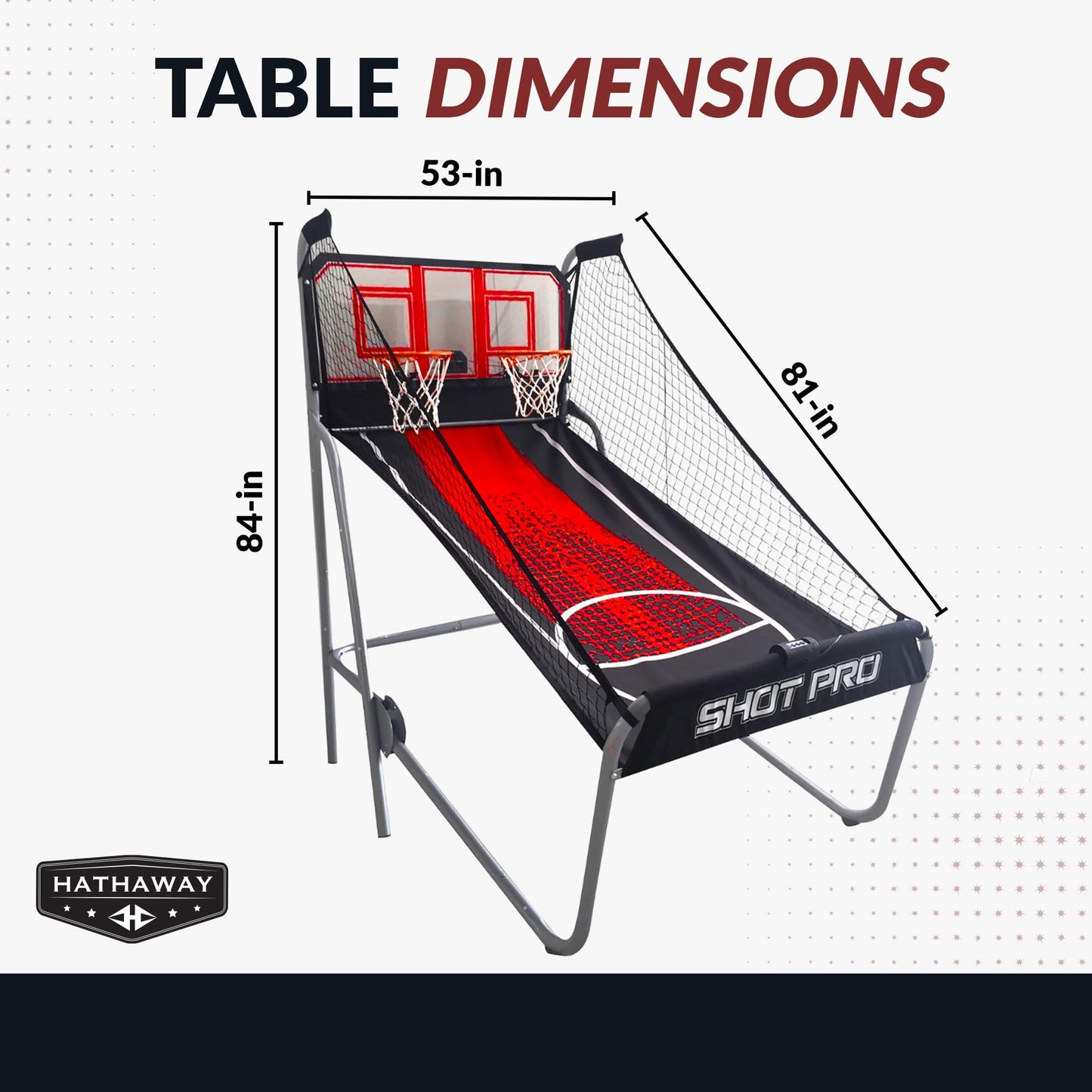 Hathaway Shot Pro Deluxe 81-In Dual Basketball Arcade Game for Home Game Room - With LED Electronic Scoring, Foldable Indoor Design, Heavy-Duty Steel Frame, 8 Game Modes, Pump & Hoops - Black Finish