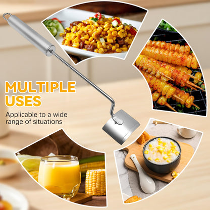 Corn Peeler,Stainless Steel Long Handle Corn Peeler,Easy Clean Corn on the Cob Remover for Home Kitchen and Outdoor Dining (2PCS)
