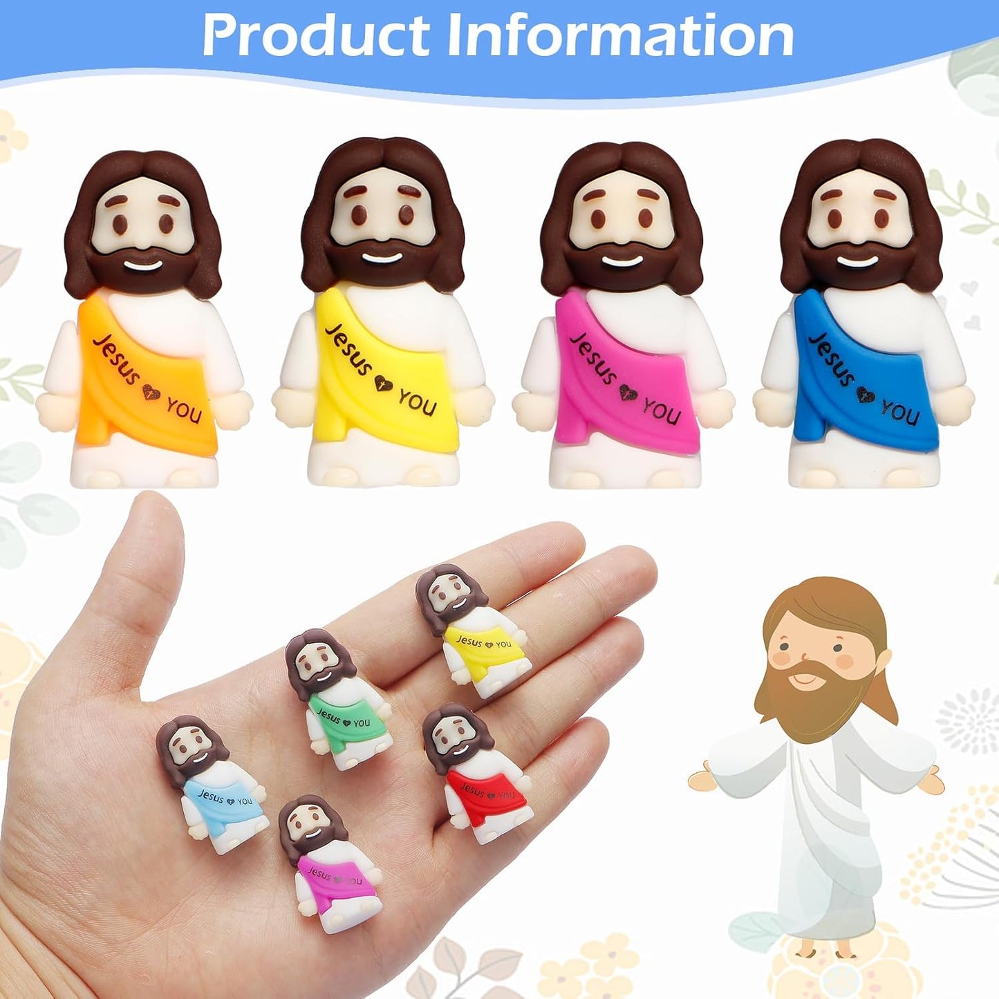 Skiennix 200PCS Mini Jesus Figurines - Colorful Tiny Religious Gifts for Easter Egg Stuffers