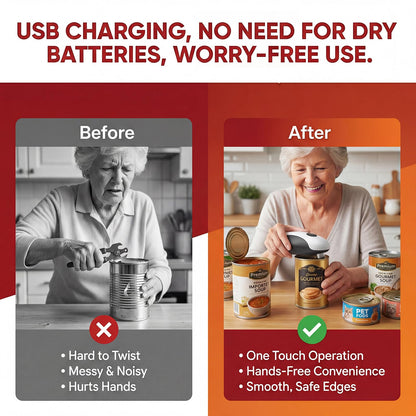 Electric Can Opener, Automatic One-Touch Hands-Free, Smooth-Edge Rechargeable Can Opener for All Can Sizes — Fast Side-Cut Opening, Safe & Easy for Seniors/Arthritis — Compact Kitchen Gadget