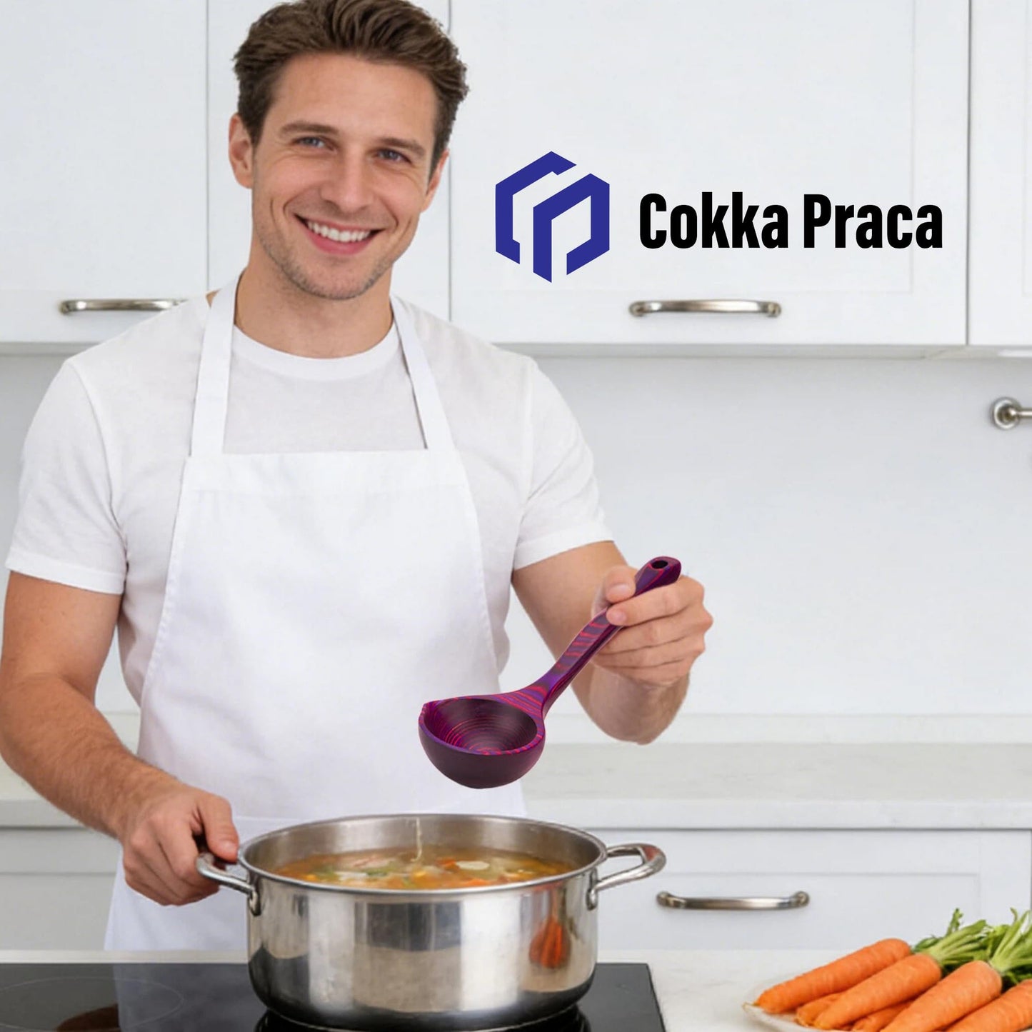 8 PCS Pakkwood Left-Handed Kitchen Utensil Set | Kitchen Cooking Utensil Set with Soup Ladle | Pakkawood Utensils | Non-Stick Wooden Spoons for Cooking | Byzantium