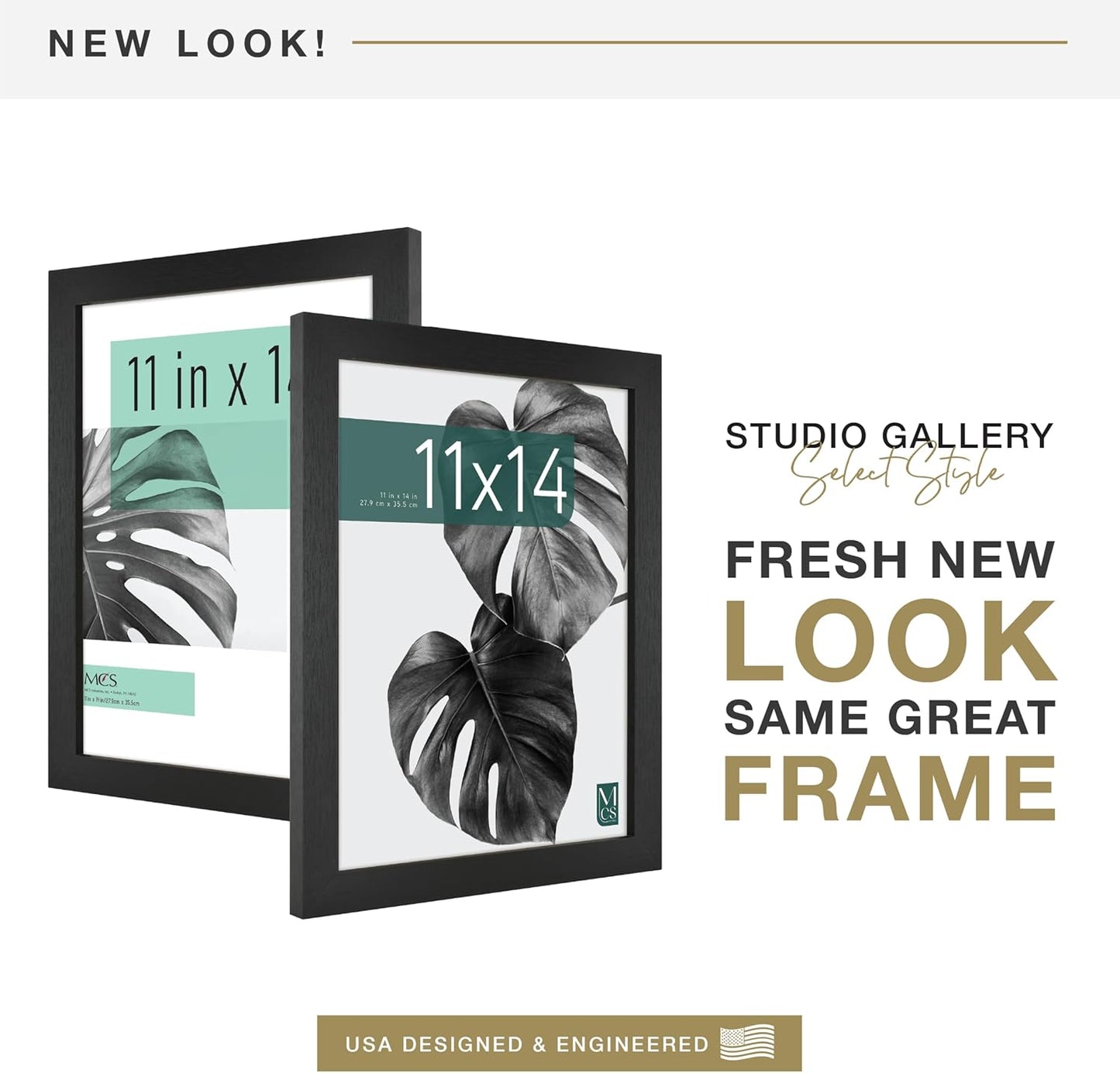 MCS Studio Gallery 11x14 Black Woodgrain Picture Frame, Rectangle Photo Frame for Photos, Posters & Art Prints (1-Pack)