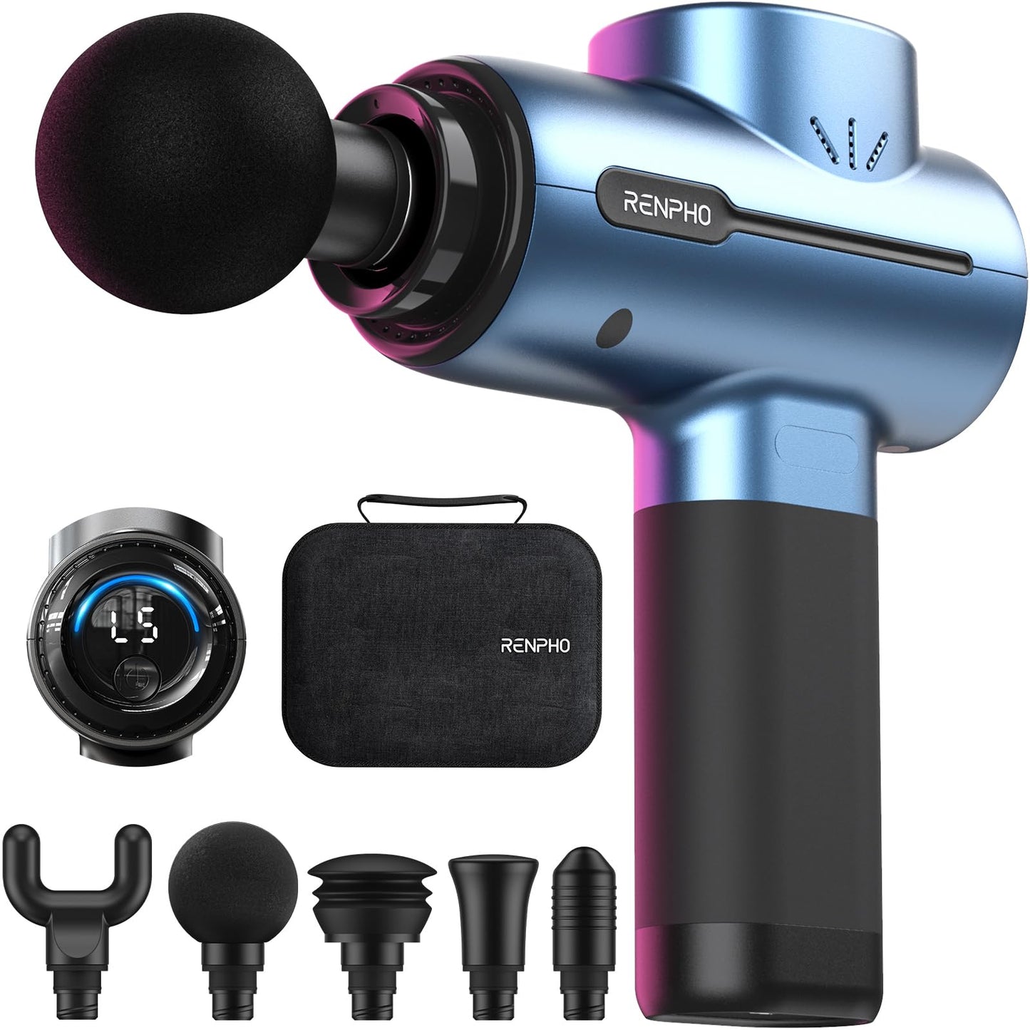RENPHO Massage Gun Deep Tissue, FSA HSA Eligible Portable Percussion Massager for Back and Neck, Gifts for Men and Women, Handheld Device with Carry Case, Active