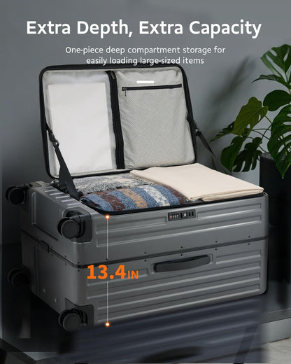CENSIEN Checked Luggage, Large Suitcase 29 Inch Trunk Luggage with Spinner Wheels, Lightweight ABS+PC Hard Shell with Aluminum Frame, Top Opening, TSA Lock (Grey, 1PC)