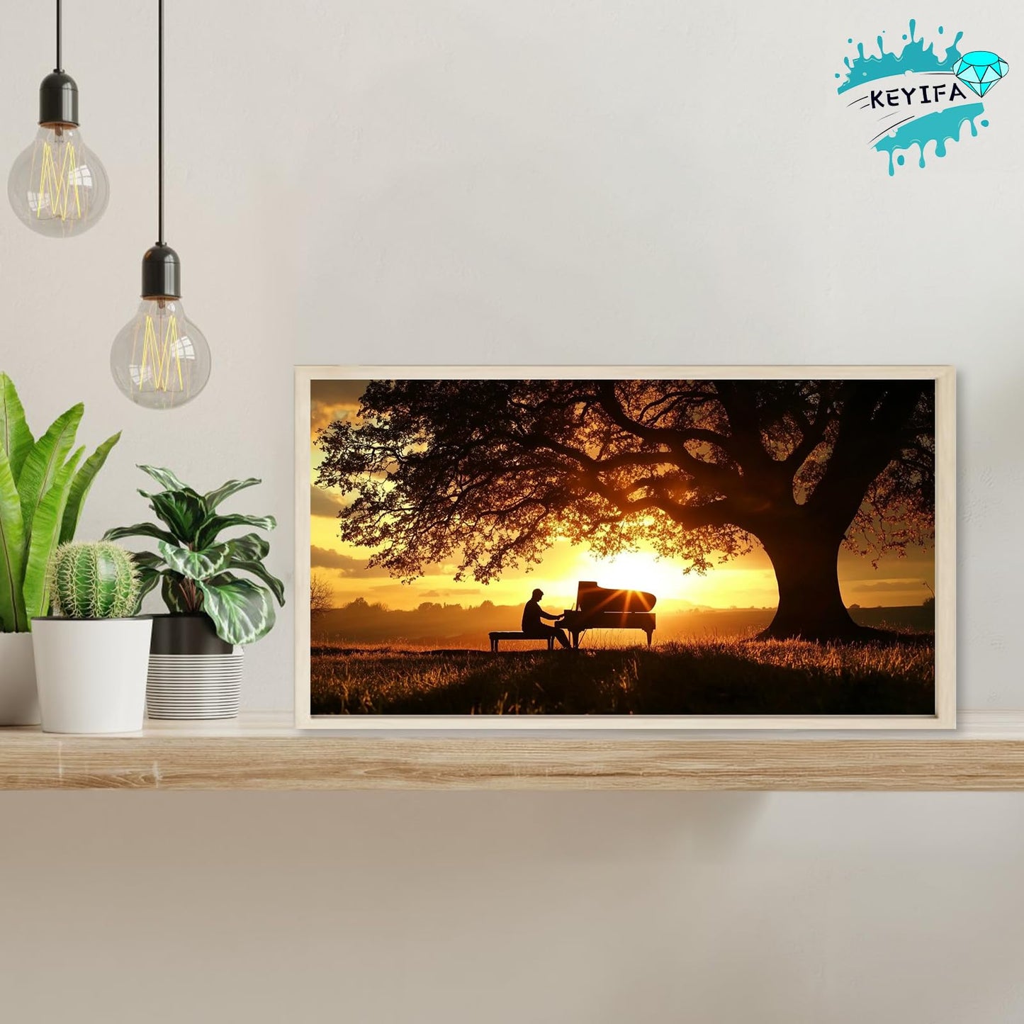 KEYIFA Diamond Art Kits for Adults, 28x16 Inch Large Tree Diamond Painting 5D Diamond Art for Beginners Twilight Landscape DIY Full Drill Paint by Diamonds Dots Gem Art for Home Wall Decor
