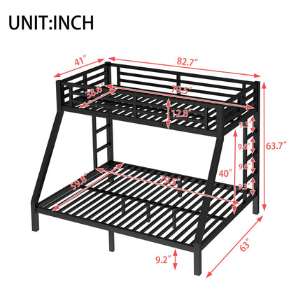Bellemave Twin XL Over Queen Bunk Beds, Heavy Duty Metal Bunk Bed Frame for Kids, Adults, Black
