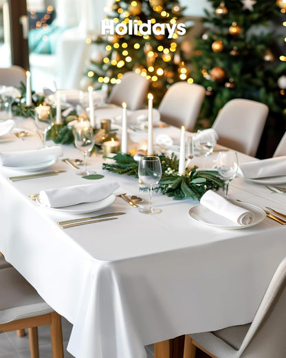 Pureegg Disposable Table Cloth Set - 10 Waterproof Tablecloths (54"x108") & 2 Cheesecloth Runners (35"x120") | Elegant White & Sage for Parties, Picnics, Weddings