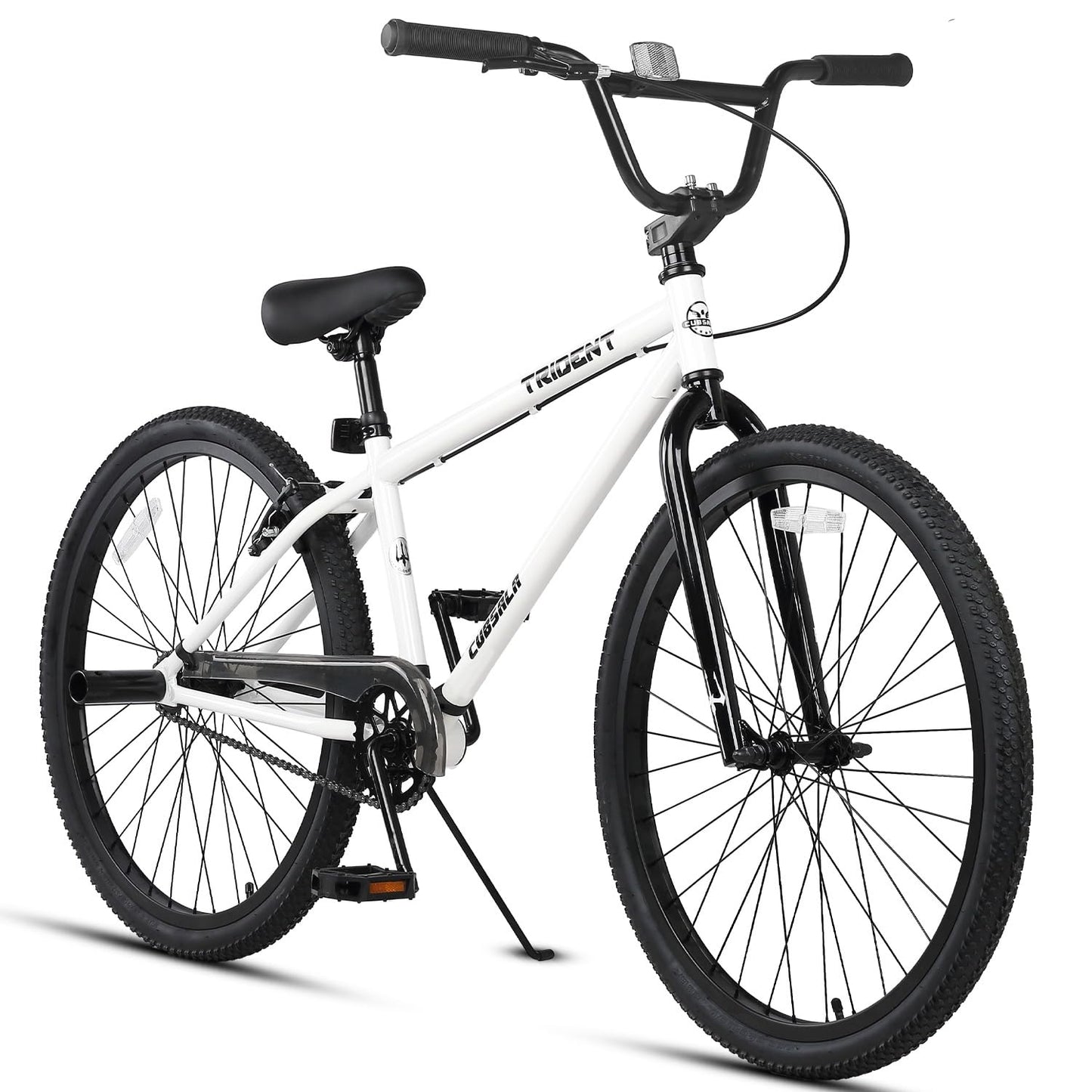 cubsala 24 Inch BMX Race Bike Trident Bicycles Beginner-Level to Advanced Riders with 2 Pegs Trick Cycling and Professional Riding, White