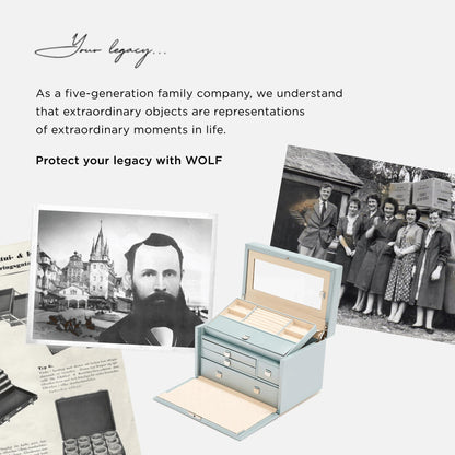 WOLF Philipp Watch and Jewelry Lifestyle Box, Chestnut - Watch Cuff, Cufflink/Ring Tray, Stationery Storage - Ultra-Suede LusterLoc Lining