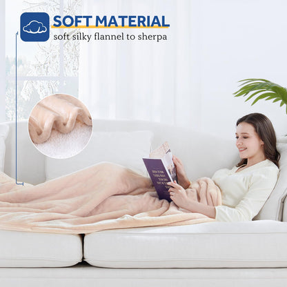 Sealy Electric Blanket with Foot Pocket for Adults, Flannel & Sherpa Heated Blanket Throw with 6 Heating Levels & 2-10 Hours Auto Shut Off, Fast Heating & Machine Washable, 50x62 Inch, Dark Grey