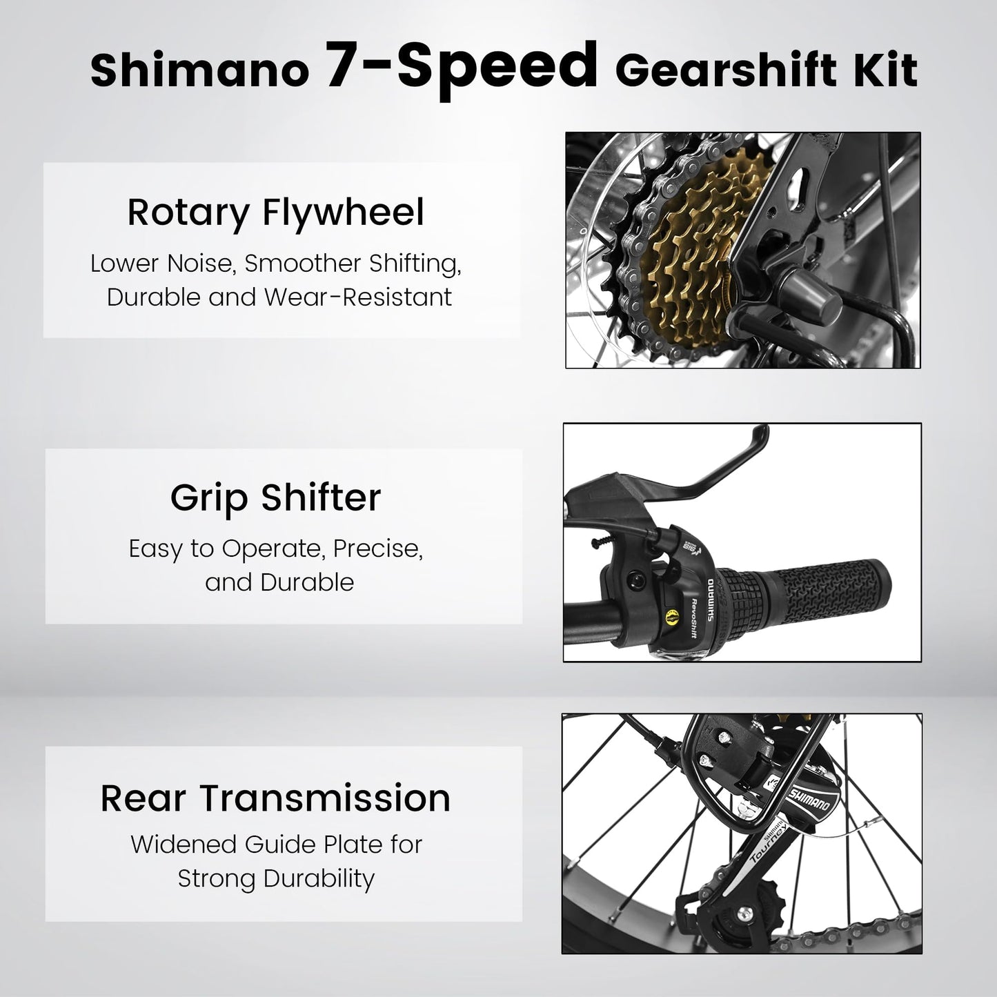 richvelo 20 Inch Mountain Bike for Kids and Teenagers, High Carbon Steel Frame, Disc Brakes, Durable Wide Tires, Front Suspension, 7-Speed, Ideal for Snow and Off-Road Riding