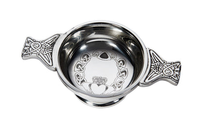 Wentworth Pewter - Small Claddagh Pewter Quaich Whisky Tasting Bowl Loving Cup Burns Night