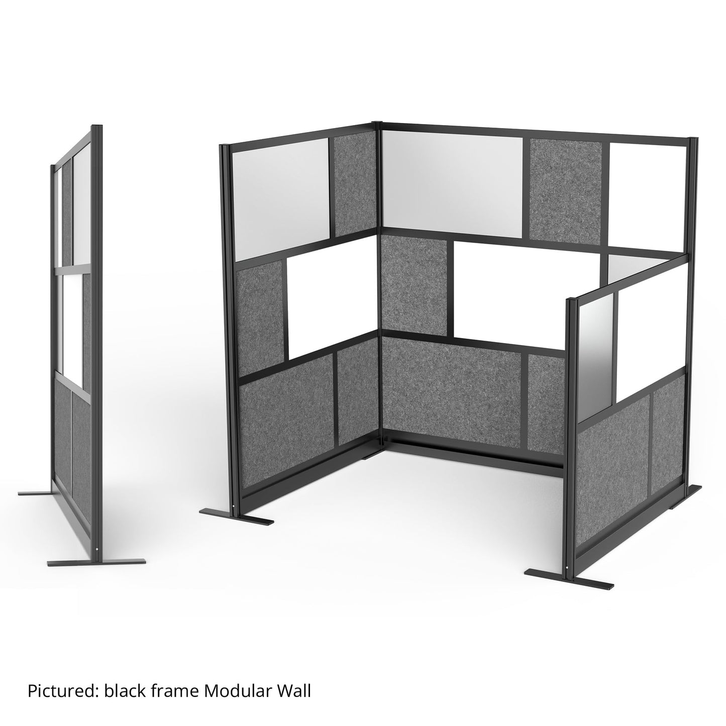 Stand Up Desk Store Workflow Wide Modular Wall | 53'' x 70'' Wall | Expandable Partition Room Divider with Rearrangeable Frosted Acrylic, Sound Absorbent and Whiteboard Panels (Silver Frame)