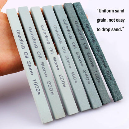 CBRIGHT 7pcs Sharpening Stone Set,7 Grit Green Silicon Carbide Whetstone Stick Honing Stone for Knife,Scissor,Moldel and Bladed Tools 80# 150# 240# 400# 600# 800# 1000# (5.9x0.47x0.24Inch)